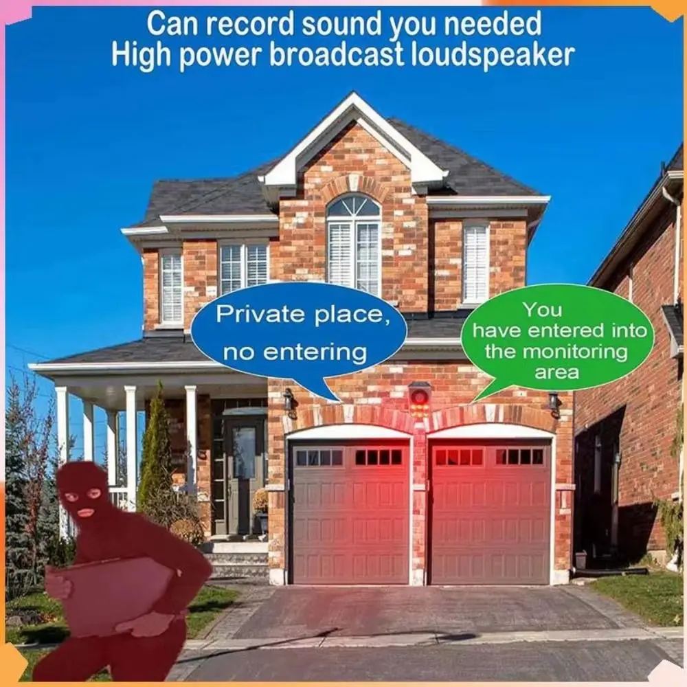 Solar Energy Solar Powered Alarm Audible and Visual Alarm Strobe Solar Anti-theft Device Infrared Sound Recording