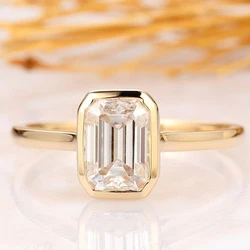 Luxury 1-3ct Emerald Cut Moissanite Ring 925 Sterling Silver Engagement Solitaire Rings for Girl Gold Plated Anniversary Gifts