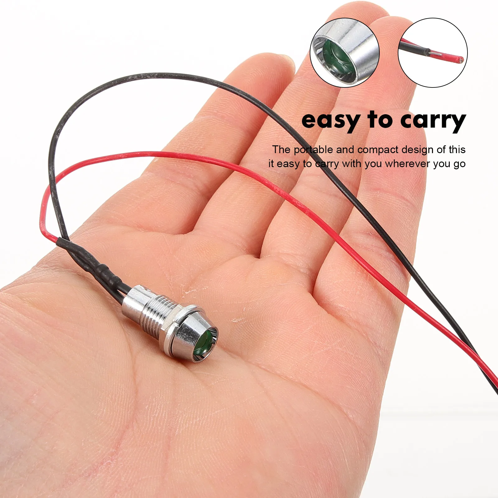 

LED Indicator Directional Lamp with Wire Line Green Warning Stainless Steel Lamps Boat Non-deformation