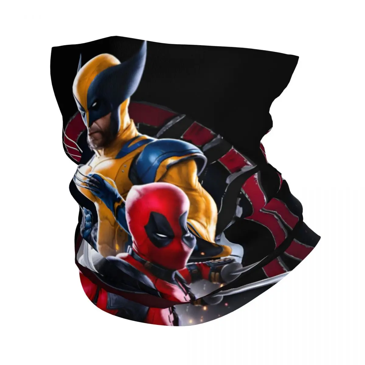 Dead Pool And Wolverine Teaming Up 2 Bandana Neck Gaiter Motorcycle Club Deadpool & Wolverine Wrap Scarf Multi-use Balaclava