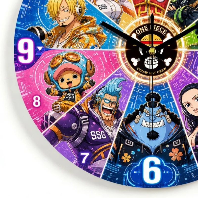 One Piece Monkey D. Luffy Nami Sanji Cartoon Niedliche Uhr für Wohnzimmer Esszimmer Schlafzimmer Wanddekoration Hängeuhr – Detail 4