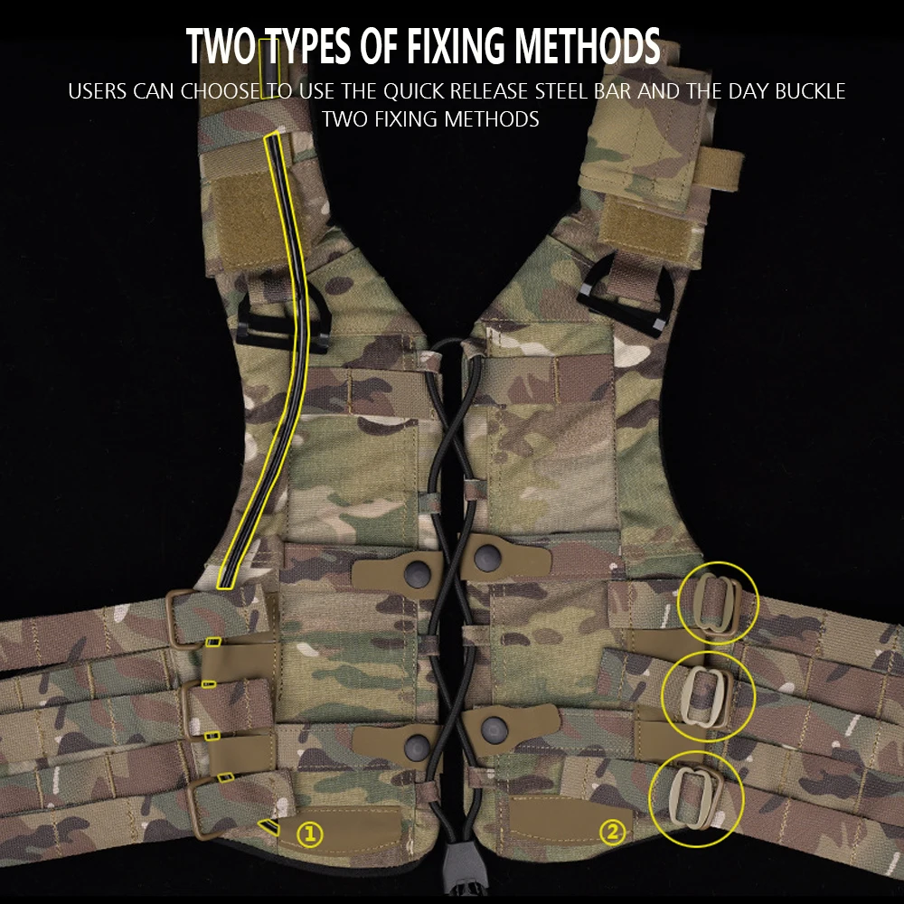 AVS MBAV Tactical Vest Hunting y Airsoft MOLLE Vest Quick Release / Fixed Dual Mode Plate Carrier Camouflage Vest