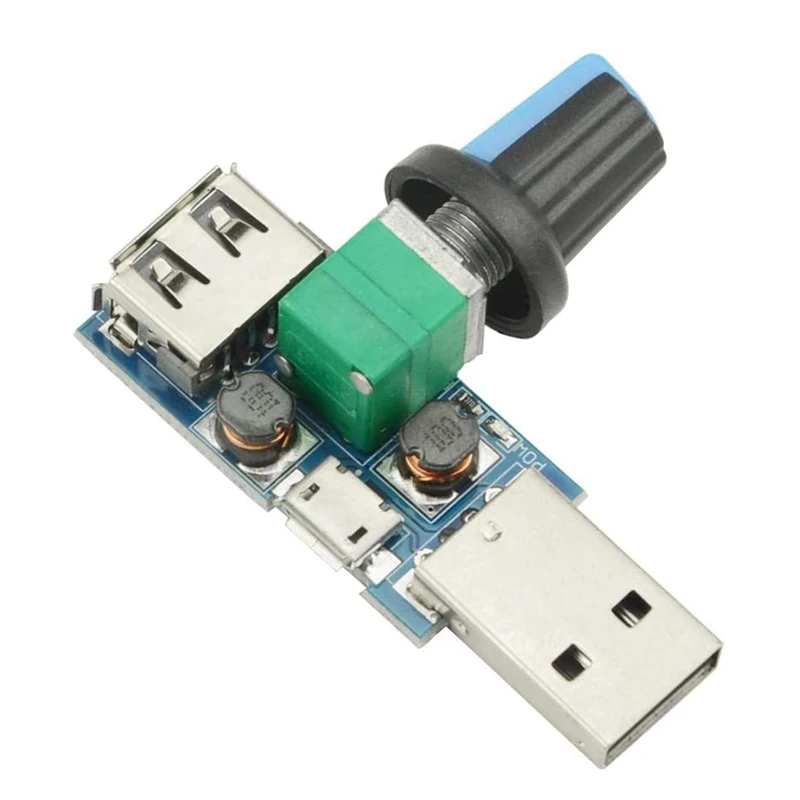 6Pcs 5W USB Fan Air Volume Speed Stepless Governor Module USB Speed Controller DC 5V USB Male Input DC4-12V To 2.5-8V