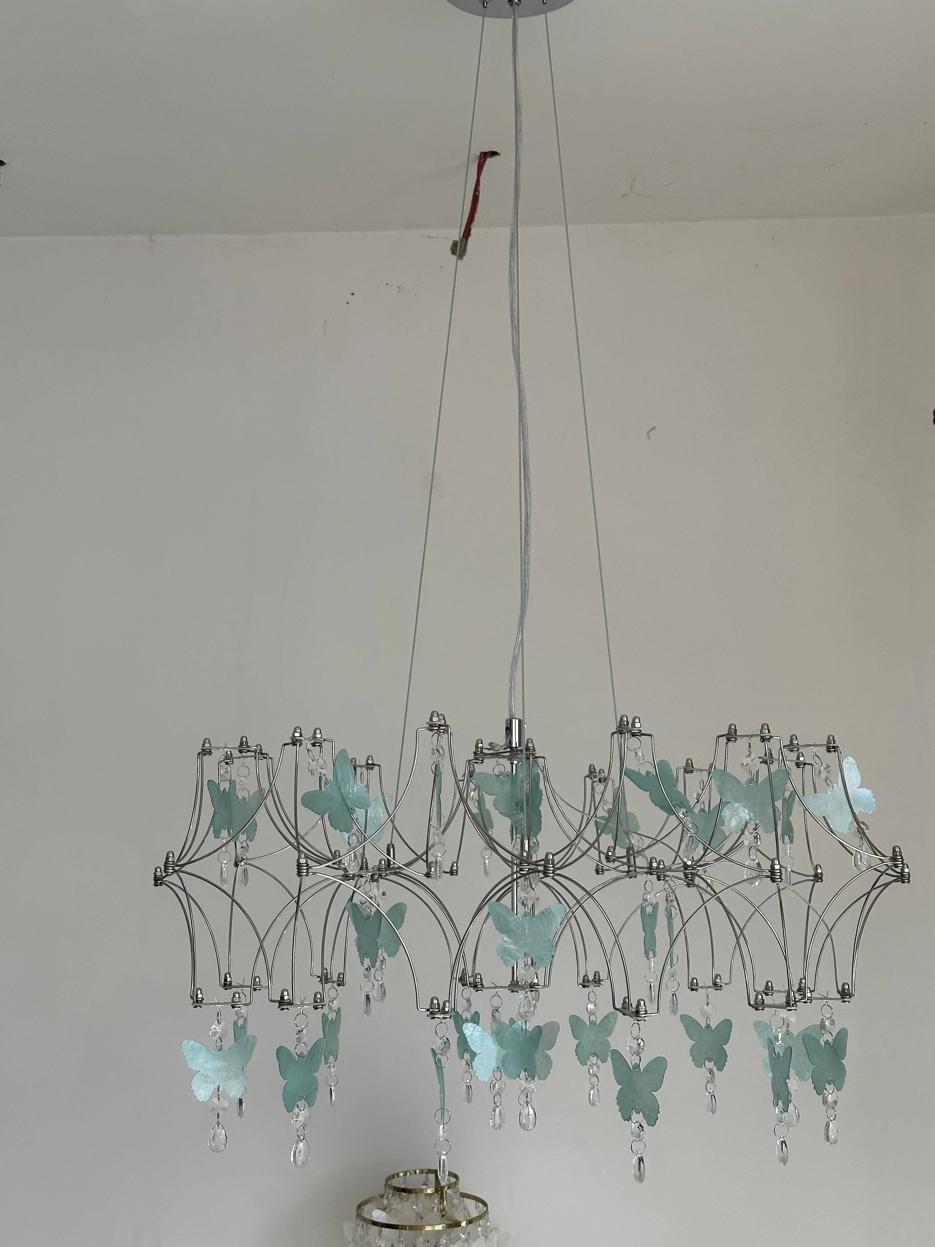 French Vintage Light American Retro Butterfly Shell Bedroom Dining Room Dressing Room Living Room Decoration Pendant Light Led