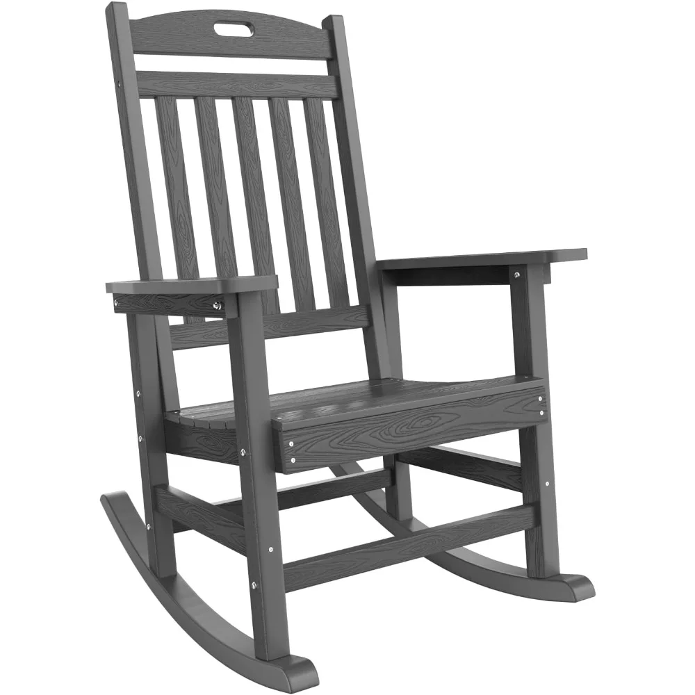 

outdoor rocking chair oversized,seat depth 22",backrest height 31",with 380lbs weight capacity,patio poly wide rocker chair