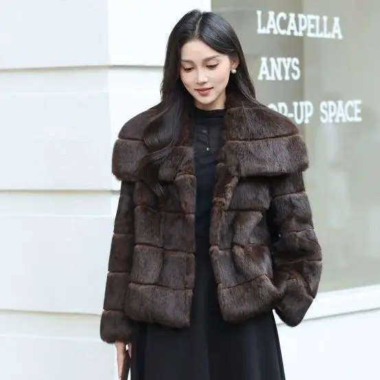 Pelt Rabbit Fur Coat Stand Collar Jacket Real Rabbit Coat New Winter Women Fashion Fur Waistcoat Natural Coat Wh106