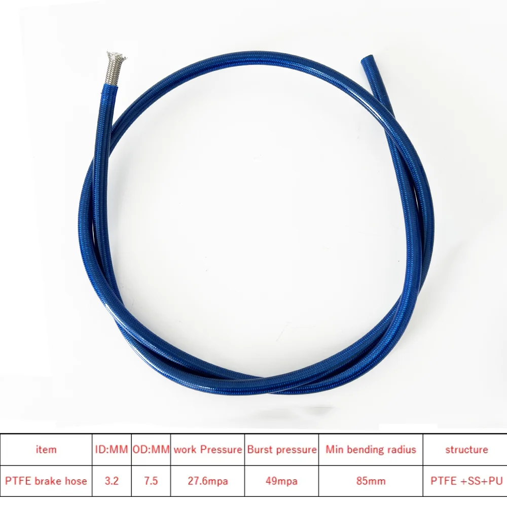 1M PTFE Motorcycle Braided Stainless Steel Brake Line Hose Fluid Hydraulic Hose Brake Line Gas Oil Fuel Tube Pipe Internal AN3