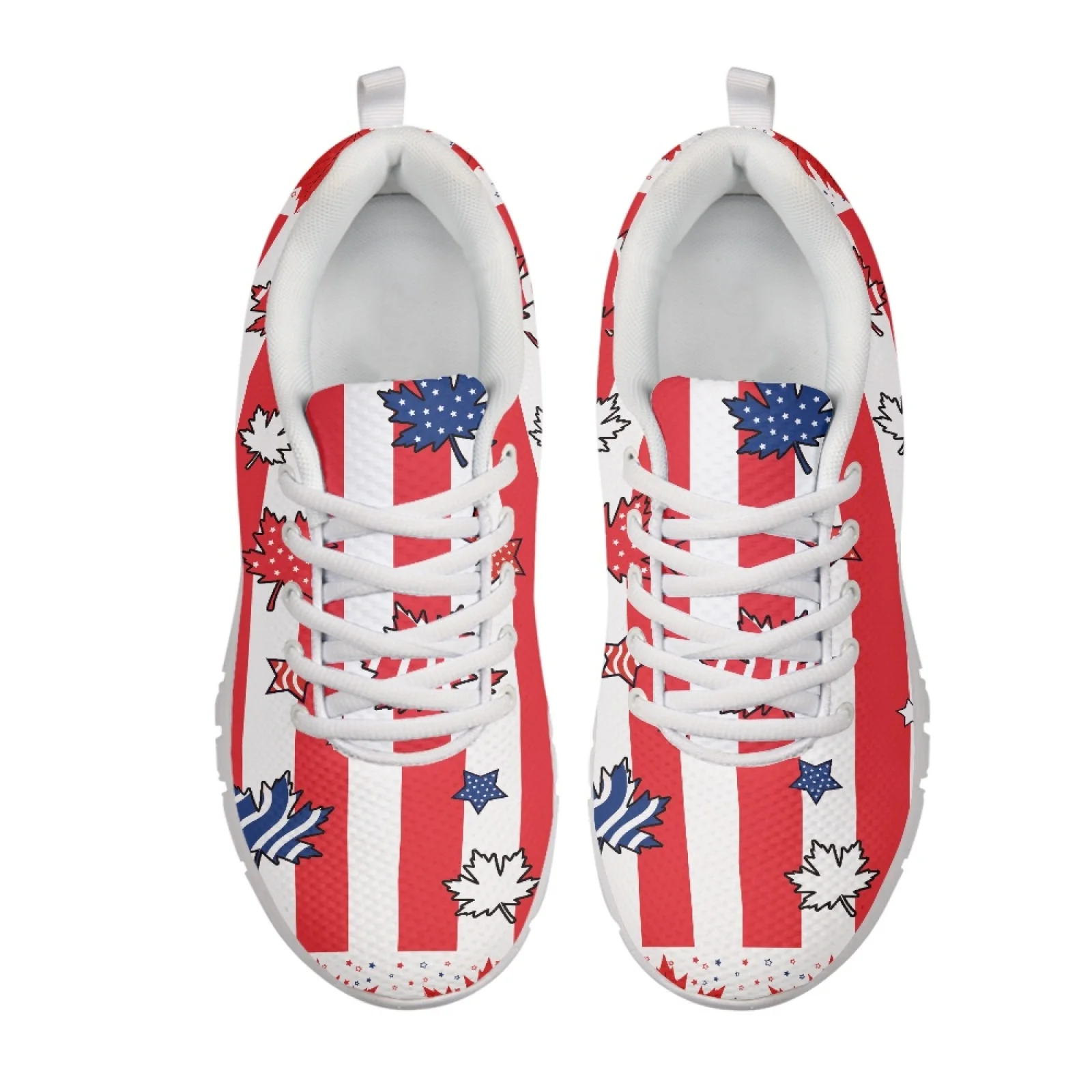 Coloranimal Canadian Maple Leaf Vertical Stripe Pattern Fitness Footwear Slip on Shoes for Men Casual Fashion Sneakers