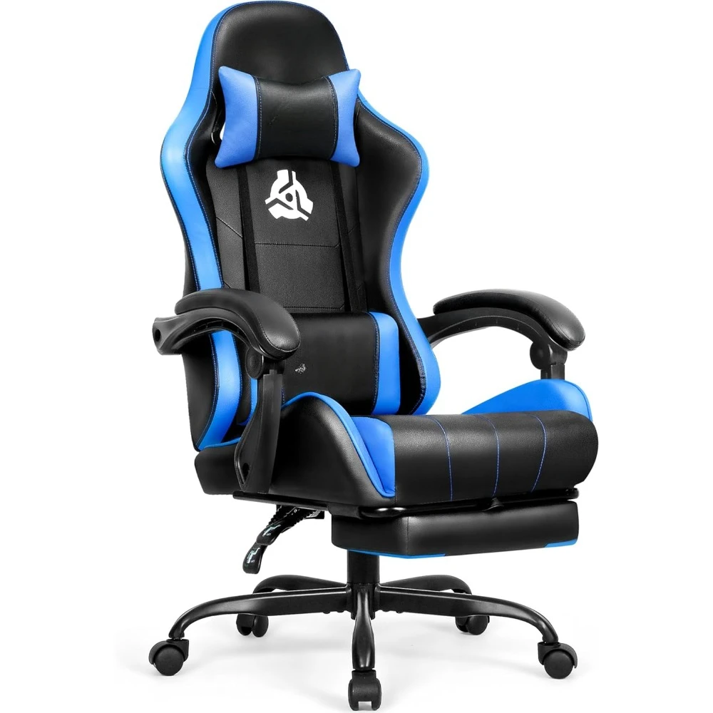 Gaming Chair with Footrest High Back Ergonomic Comfortable Office Computer Desk with Lumbar Support Height Adjustable