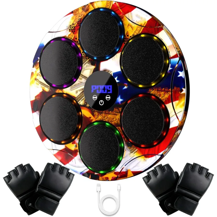 Macchina da boxe musicale montata a parete con guanti interattivi per adulti e allenatore di allenamento con giochi di punzonatura a 9 velocità Luce LED vibrante Ef