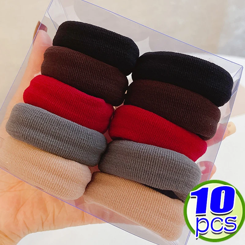 

10pcs/box Women Girl Simple Solid Width Scrunchies Rubber Bands Lady Soft Elastic Hair Band Female Fahsion Hair Accessories