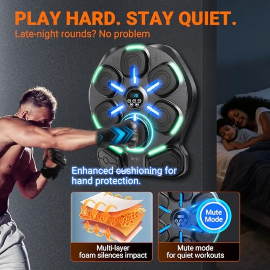 آلة ملاكمة موسيقية كبيرة الحجم للبالغين مع زوجين من القفازات آلة تثقيب جدارية للتجميل في صالة الألعاب الرياضية المنزلية للقلب #6