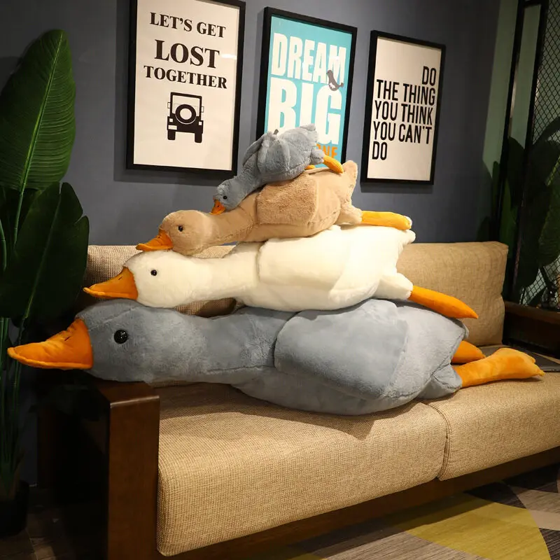 50-190cm Huge Duck Plush Toys Cute Big Goose Sleeping Pillow Cute Giant Duck Sofa Cushion Soft Stuffed Animal Doll Gift for Kids