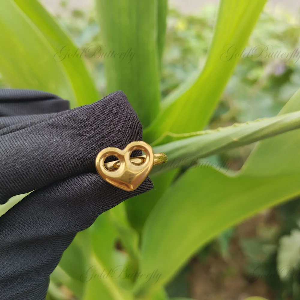 

Золотое кольцо с сердечком на заказ, персонализированное мини-3D ювелирное изделие в форме сердца, романтический подарок на день Святого Валентина, регулируемое женское кольцо с обещанием любви