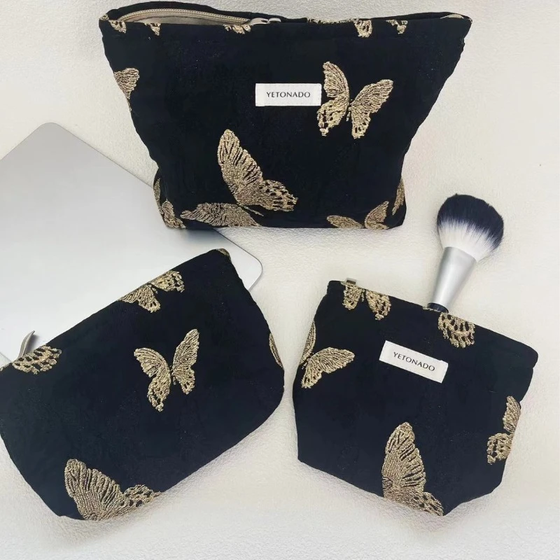 

Golden Butterfly Cosmetic Bag Waterproof Women Cosmetic Bag Small Bag Storage Makeup Case,Travelling Pouch Organizer for Lady