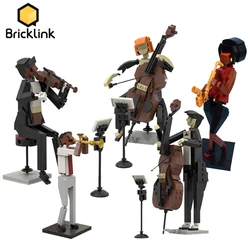 Bricklink Ideas Concert Cellist Violinist Trumpeter Musician Action Figures Fit 21334 Jazz Quartet Set Building Blocks Toys Gift