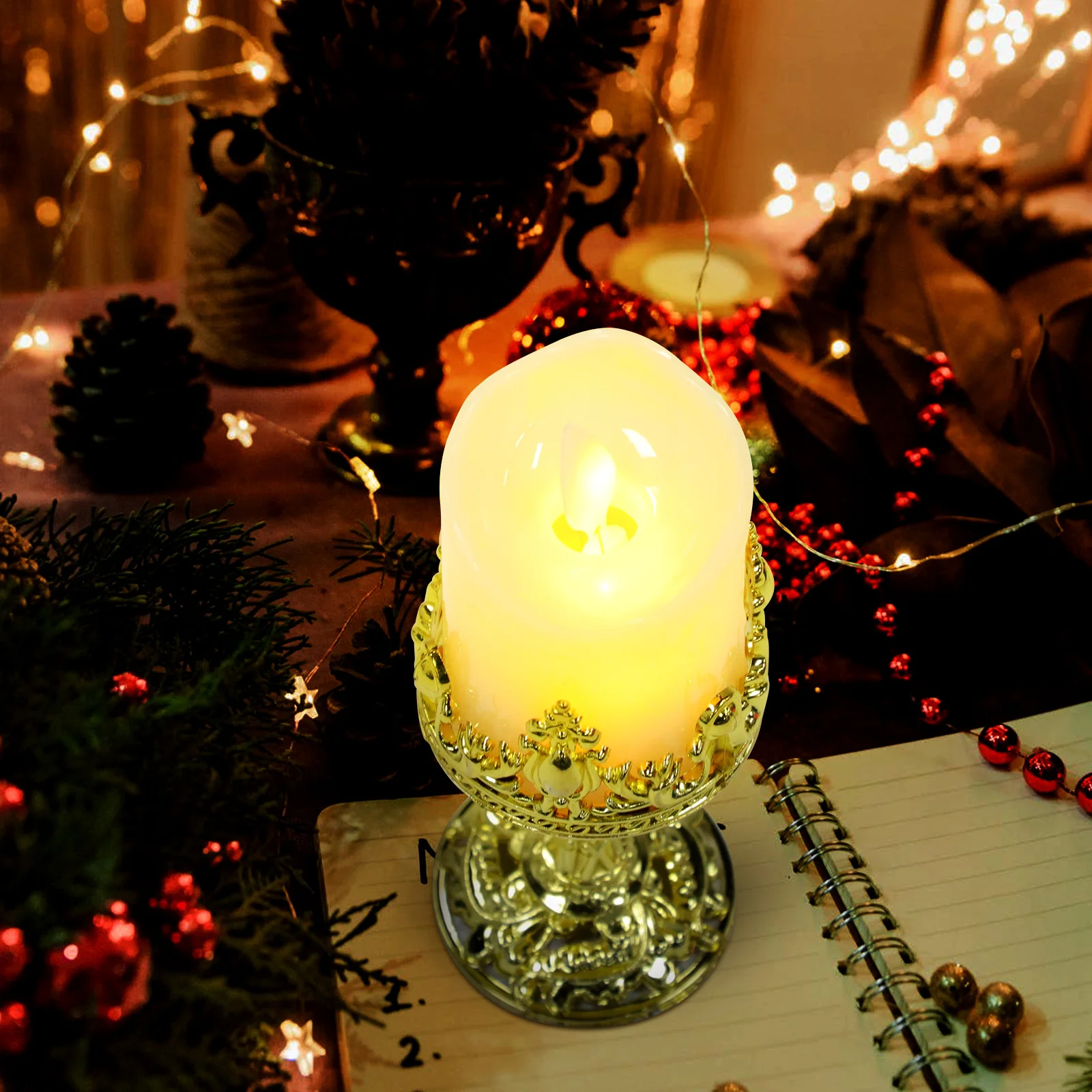 

2Pcs LED Fake Lamp Flameless Electronic Light for Holiday Party Home Decor Candlelight Dinner Ambience Lighting