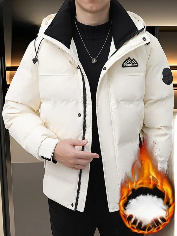 

Мужская пуховая куртка Paul Winter, белая, с капюшоном, свободного кроя, модная, теплая, из полиэфирного волокна, на молнии