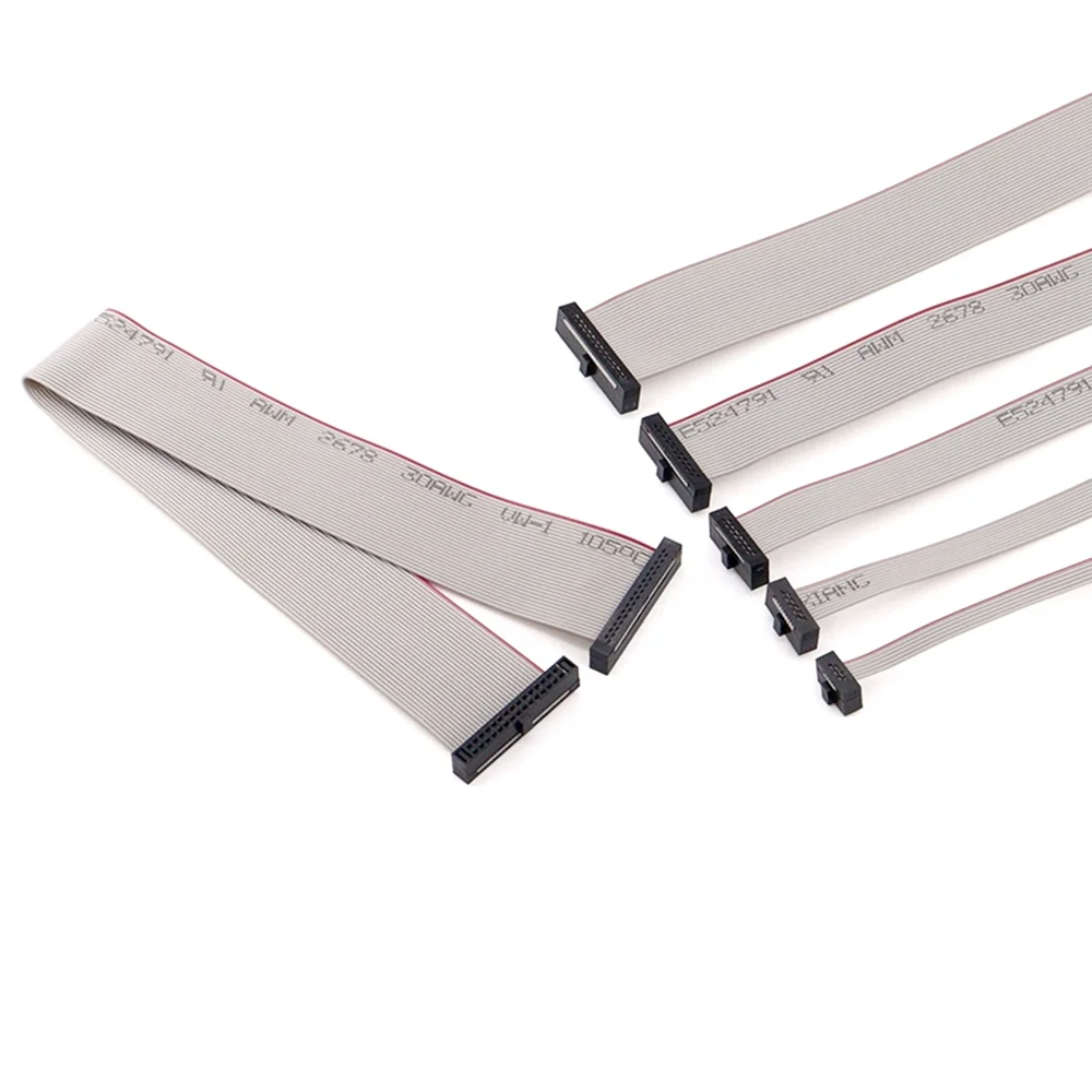 Gray Ribbon JTAG Cable 10/20/30/50cm/1m FC1.27mm 0.635 Spacing IDC Dual Head Same Direction Download 6P/20P/40P-64P