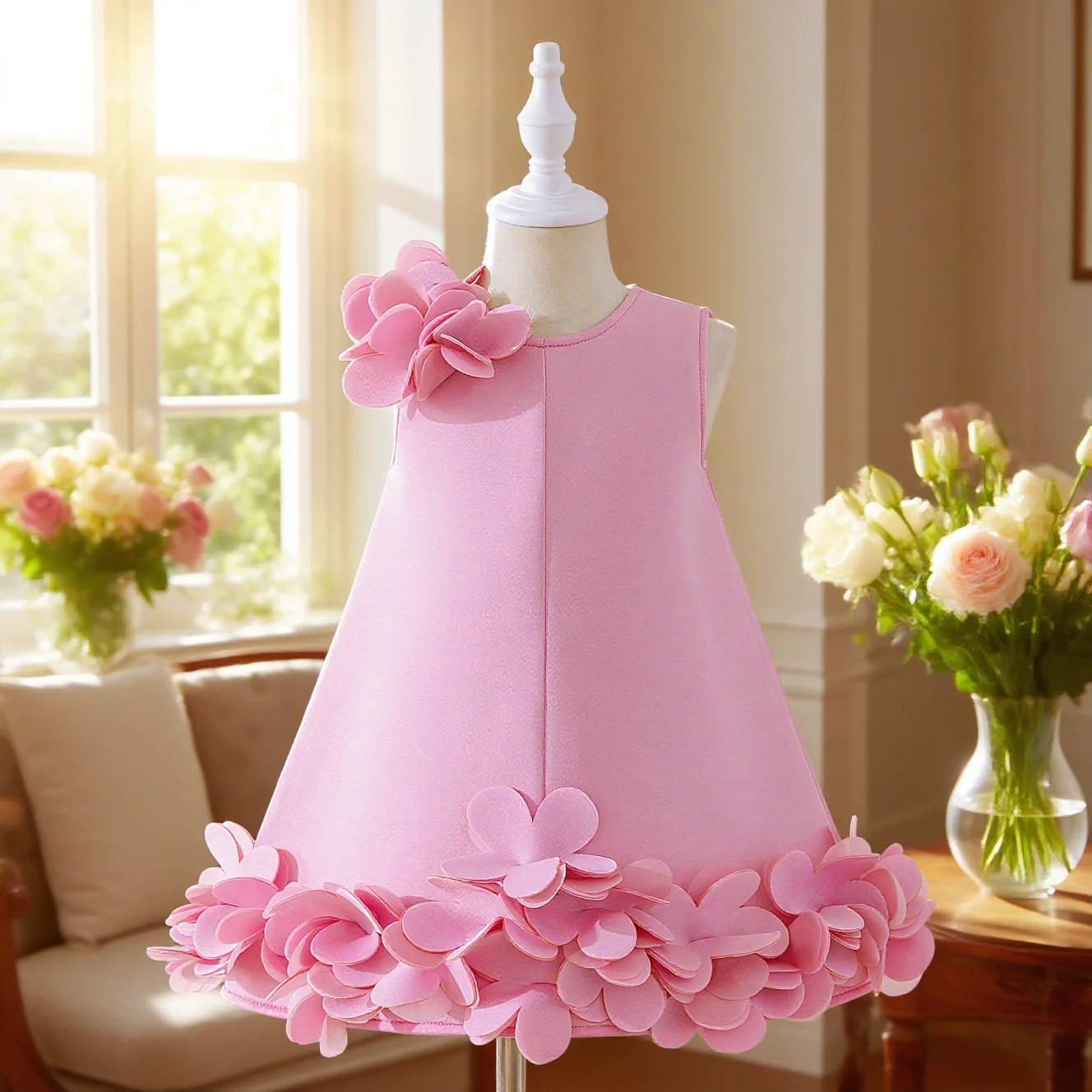 Children's dress high-end three-dimensional decorative flower girl piano host princess dress catwalk dress
