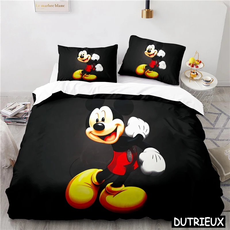 Lovely Mickey Minnie Mouse Duvet Cover & Pillowcase Set Twin Full Queen King Size Bedding Set Soft Comforter Cover Set Bedspread