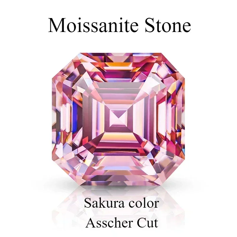 

Moissanite Loose Stone Sakura Asscher Cut For DIY Advanced Jewelry Making Material Pass Diamond Tester With GRA Certificate