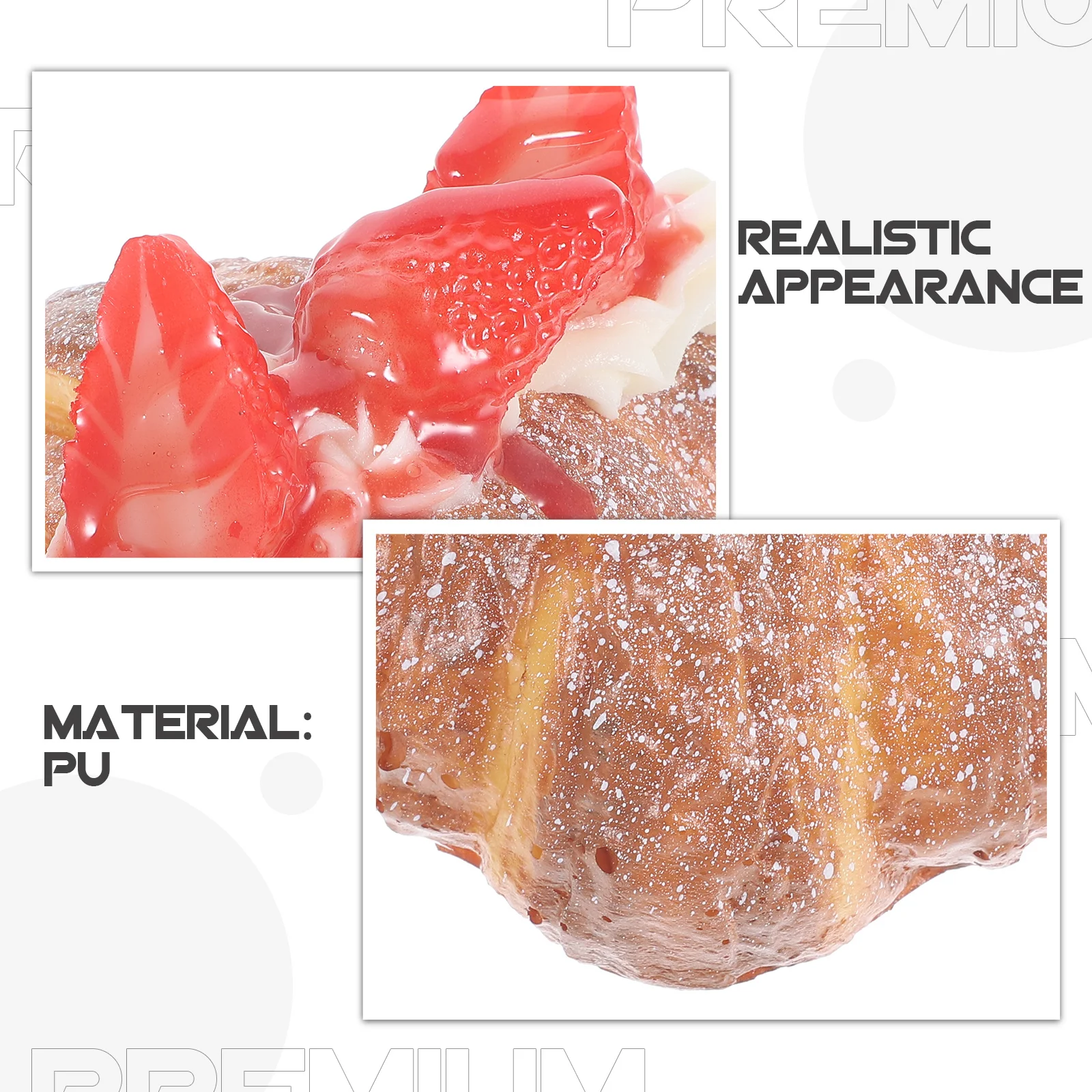 1pc Artificial Croissant Fake Bread Simulation Pu Photography Prop For Home Kitchen Decor Shop Window Display Bread Teaching Aid