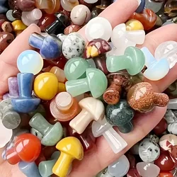 Miniature Quartz Crystal Mushrooms Figurines Reiki Healing Stone Mini Fairy Garden Accessories Landscape Basin Pot Home Decor