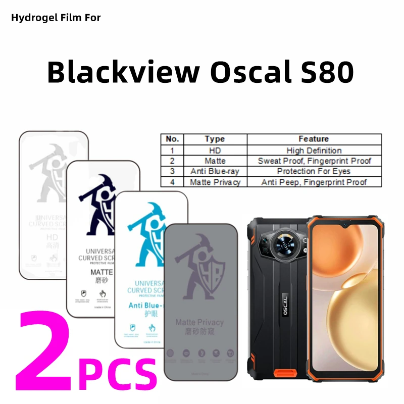 

2 шт. HD гидрогелевая пленка для Blackview Oscal S80, матовая защитная пленка для экрана Blackview Oscal S80, защитная пленка для глаз, антишпионская защитная пленка