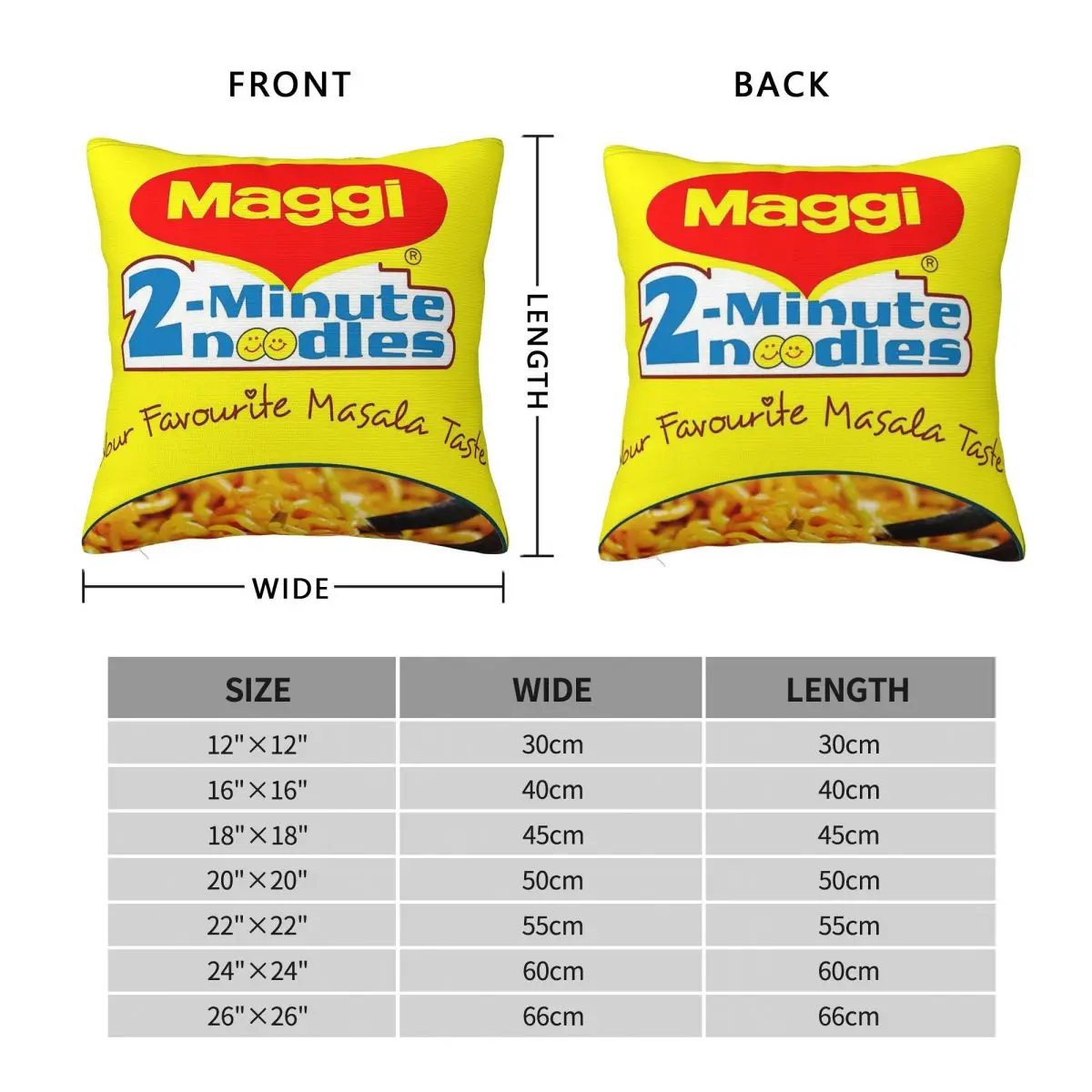 Maggi 2 Minutes Instant Noodles Square Pillowcase Polyester Linen Velvet Printed Zip Decor Home Cushion Cover