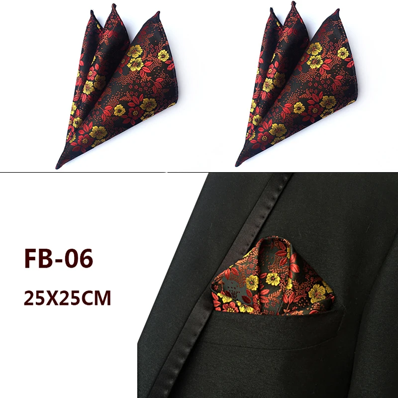 Pañuelo cuadrado de bolsillo para hombre, pañuelo de poliéster, seda, estampado Floral, fiesta de caballero, traje informal