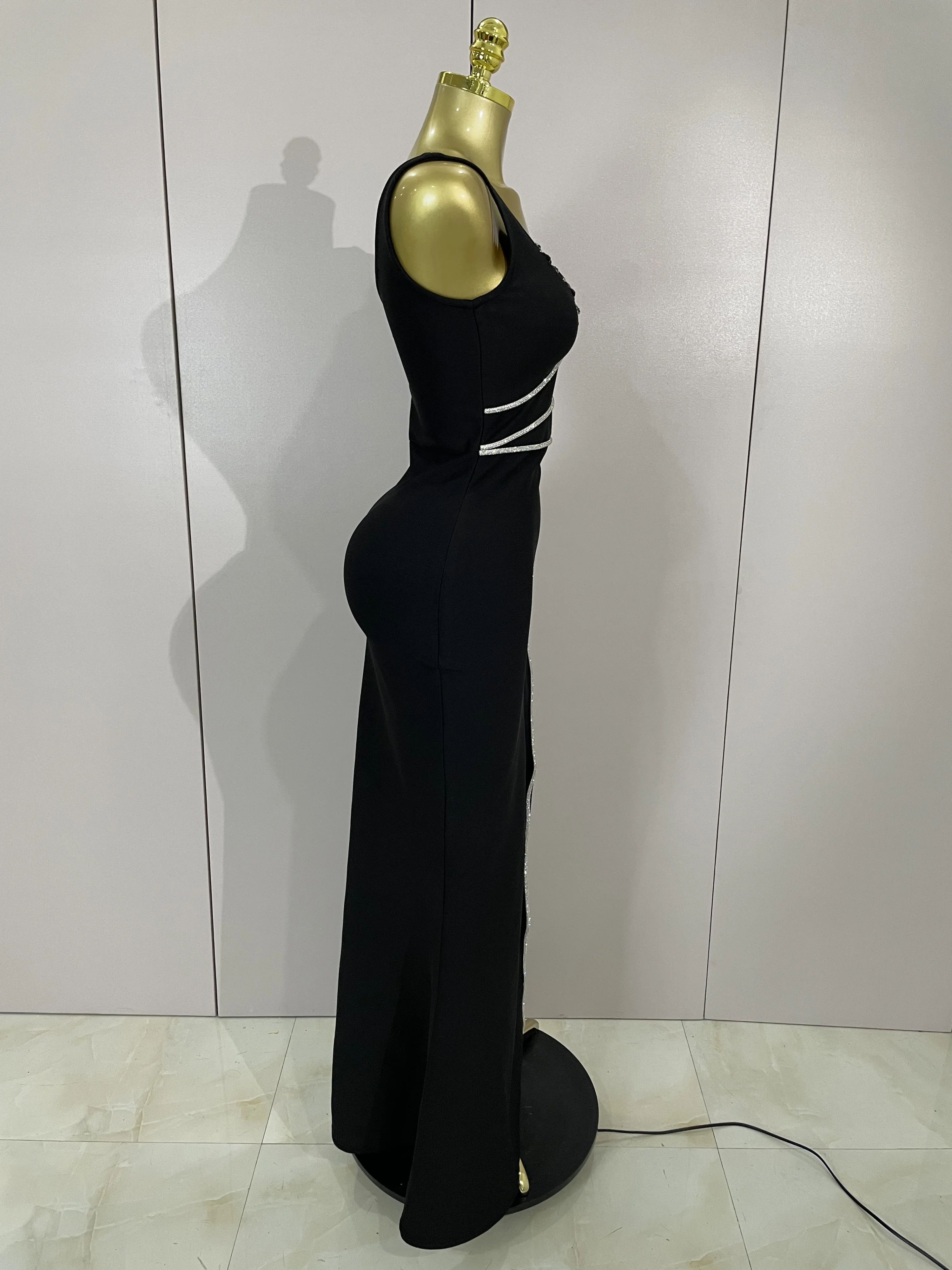 Damskie luksusowe sukienki urodzinowe, seksowne, z koralikami, czarne, maxi, długie, bandażowe sukienki 2025, nowe, wieczorowe, klubowe, dzianinowe, obcisłe ubrania na imprezę.