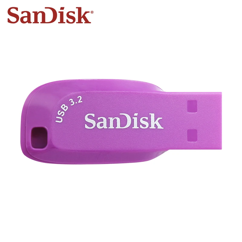 Флэш-накопитель SanDisk USB3.2 Gen1 Read до 100 Мбит/с, 128 ГБ, 64 ГБ, 32 ГБ, флэш-накопитель CZ410 Mini Udisk, фиолетовый, оригинальный флэш-накопитель