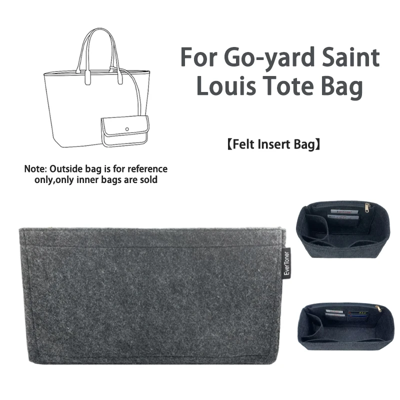 EverToner Felt Liner Insert for Go-yard Saint Louis Tote Bag Sturdy Shaping Design Ideal for Makeup Kits & Travel Essentials
