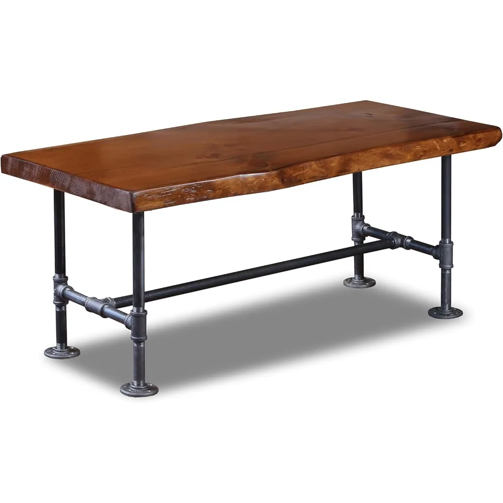 수제 SRLWerks 산업용 파이프 및 목재 커피 테이블 라이브 엣지 소박한 빈티지 커피 테이블 — 하우스 모던 커피 테이블 — Na