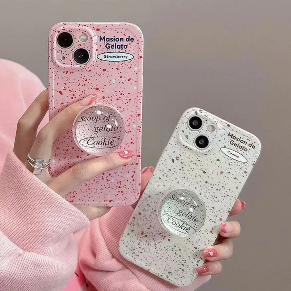 For IPhone 14 Pro INS Fashion Cold Style Creative Speckled Ink New Phone Case With Holder For IPhone 14 13 11 12 Pro Cover