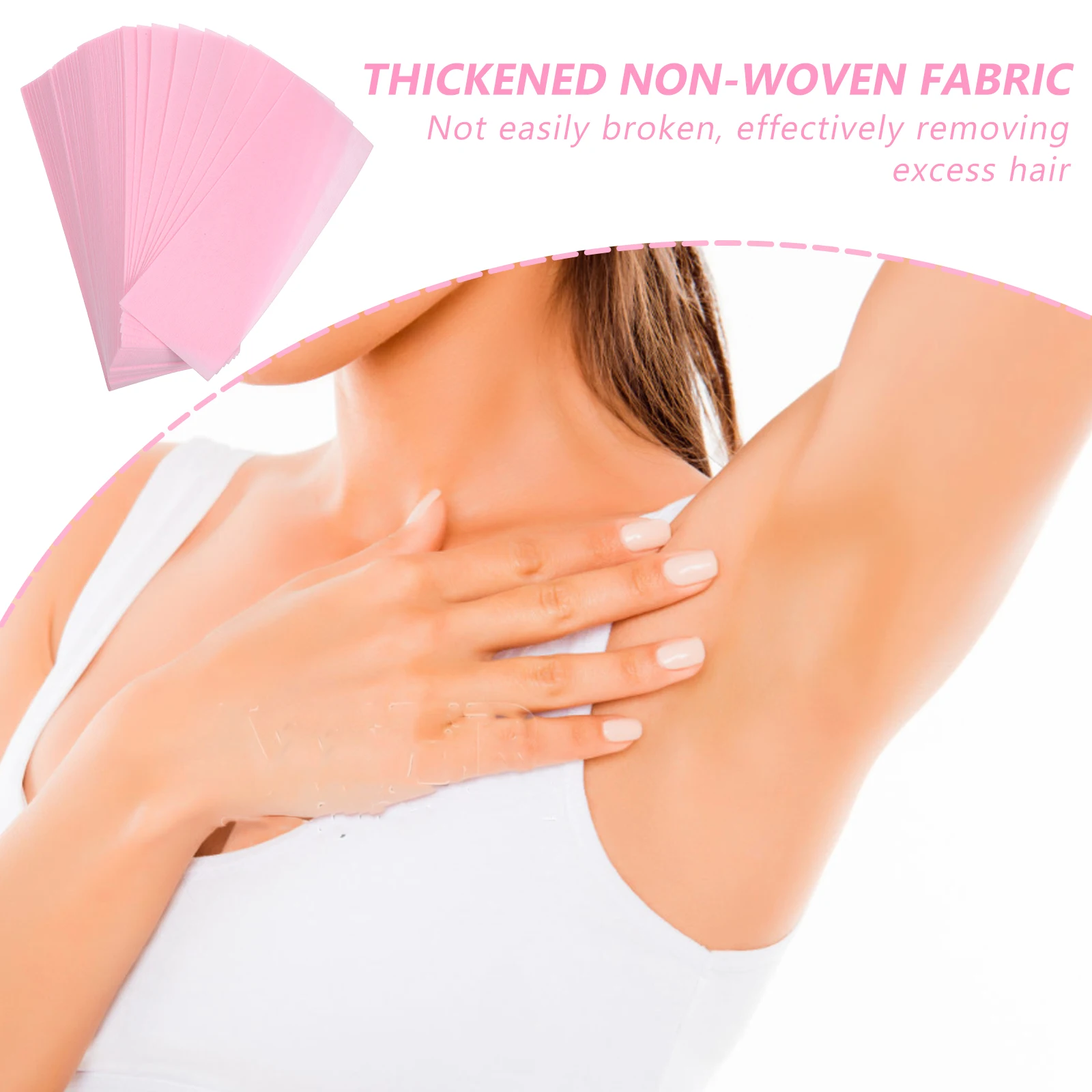 

100pcs 100 Pink Pcs Hair Removal Wax Strips Non-woven Fabric Body Legs Face Women Disposable Hygienic Practical Waxing Kit