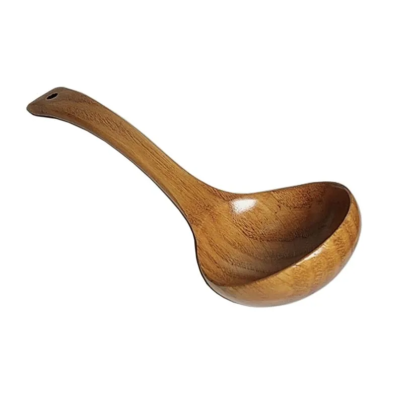 

Large wooden spoon non stick pot Large wooden spoon Long handle spoon Curved handle spoon Wood Congee spoon Rice spoon