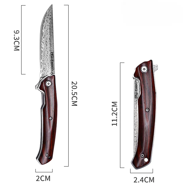 HWZBBEN J240  Folding Pocket Knife Damascus EDC Spot Stocks Steel Knife Hunting Knife Outdoor Self Defense