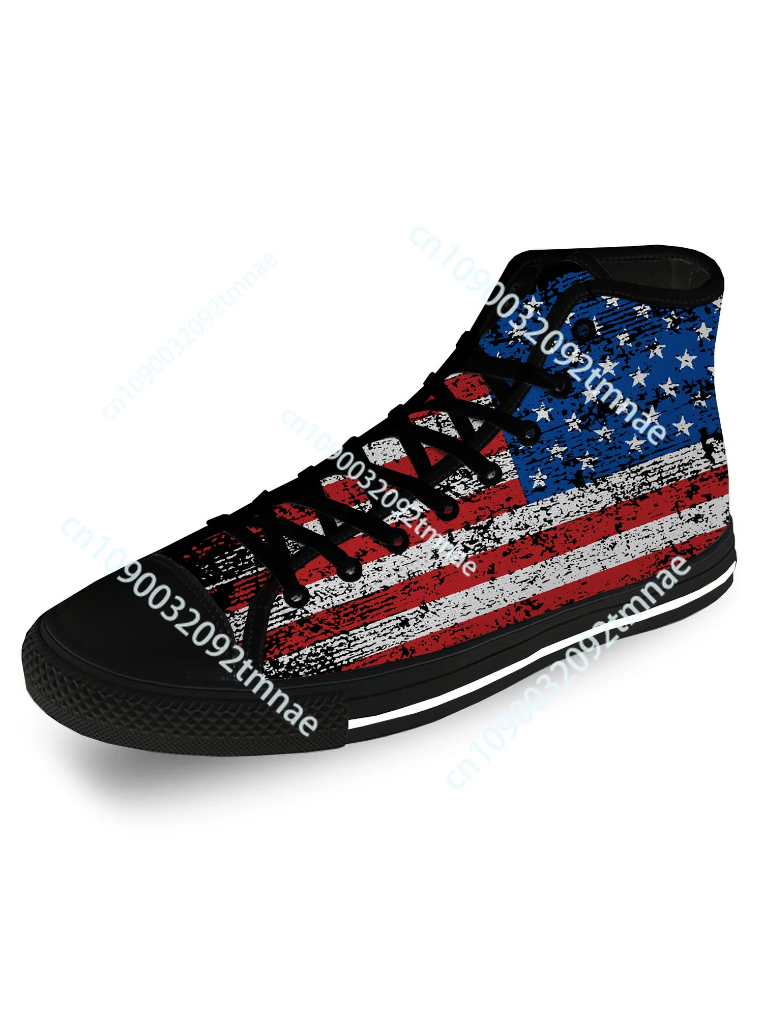 

Vintage American Flag High Top Sneakers Mens Womens Teenager Casual Shoes Custom Running Shoes Breathable Lightweight Black shoe