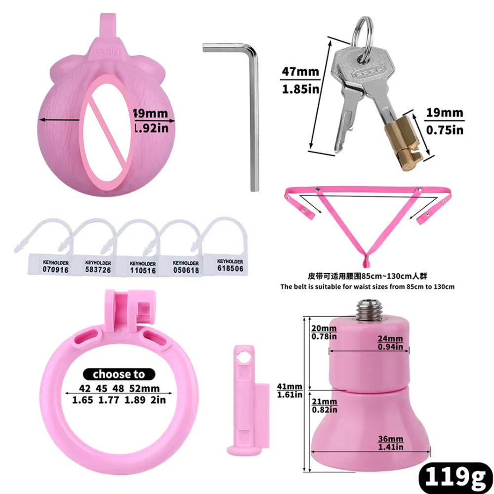 FRKO ABS Inverted Sissy Chastity Penis Cage Device Real Clitoral Labia Male To Female 4 Lockcock Rings Sex Toys Pussy Worship - view 6