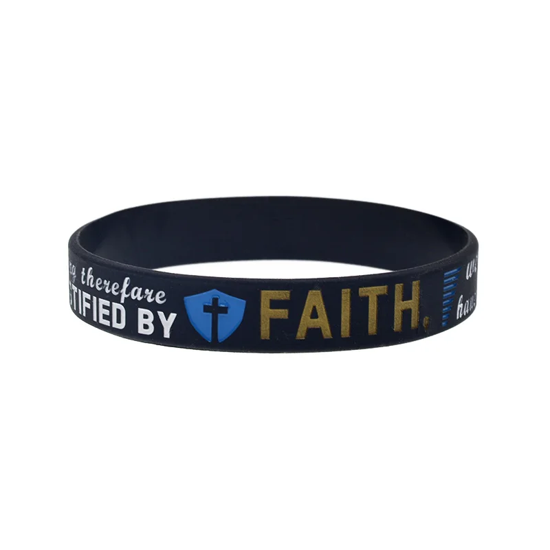 50 Pcs ROMANS 5:1 EPHESIANS 4:7 MATTHEW 21:22 JOHN 14:27 Silicone Bracelet Jesus Rubber Wrist Band