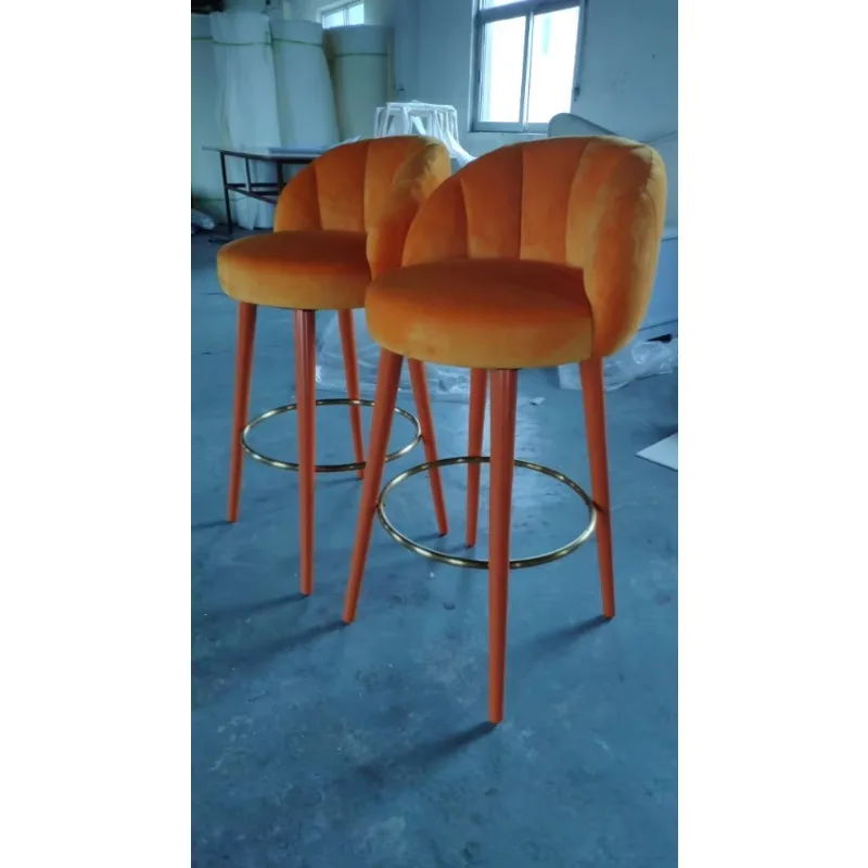 Simple Modern Birch Frame Solid Wood Bar Stool Nordic Designer Model Commercial & Home Use Bar Chair for Coffee Shops