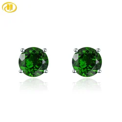 Genuine Green Chrome Diopside Solid 925 Silver Earring Women Fine Jewelry Multi-color Birthstone Gifts Classic Style