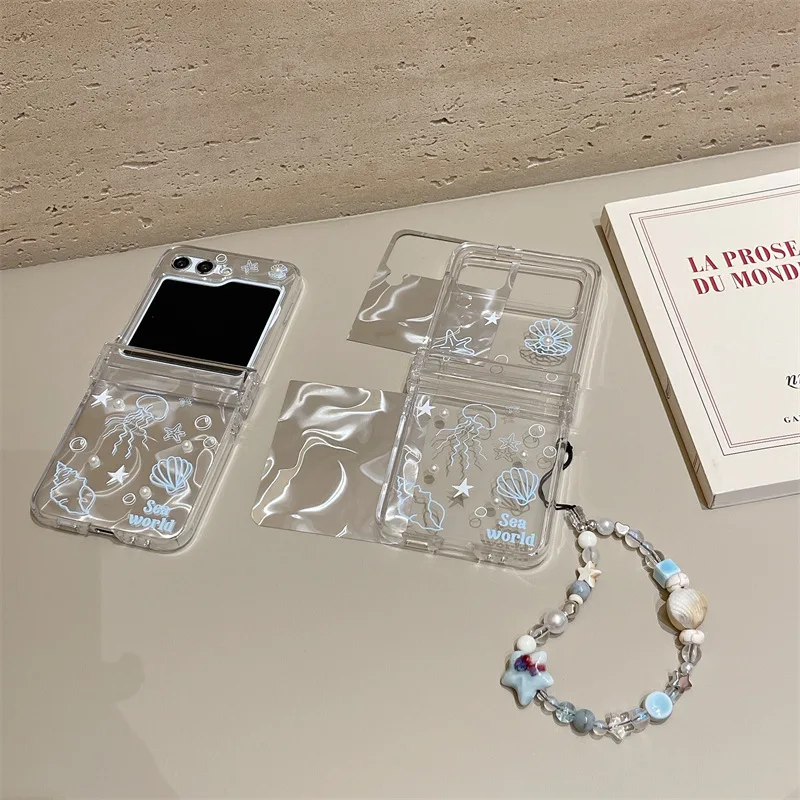 

Line Graffiti Jellyfish for Samsung Galaxy Z Flip 7 6 5 4 Protective Back Cover for ZFlip5 ZFlip6 ZFlip7 Case Shell