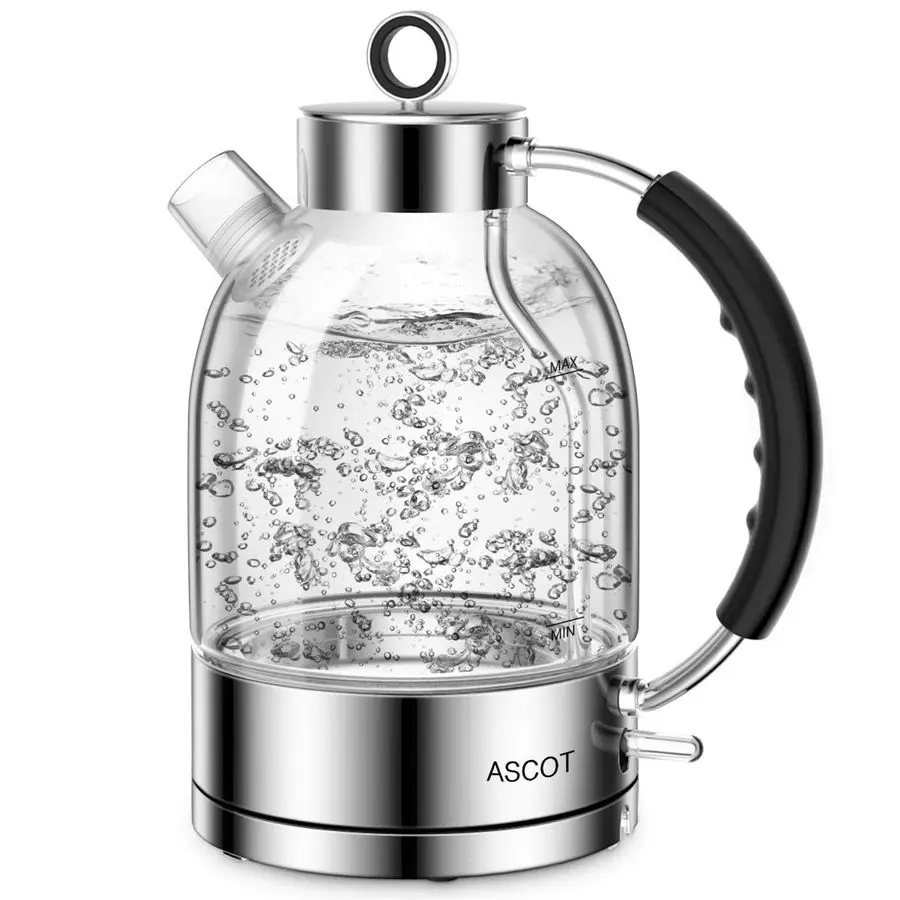 

Electric Kettle, Glass Electric Tea Kettle Gifts for Men Women Family 1.5L 1500W Borosilicate Glass Tea Heater, with Auto ShutOf