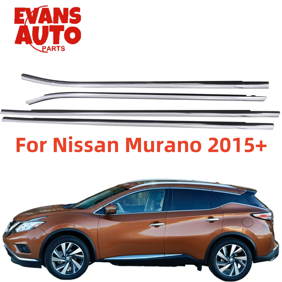 4Pcs Car Window Weatherstrip Chrome For Nissan Murano 2015+ 80821-5BC0A 80820-5BC0A 82821-5BC0A 82820-5BC0A