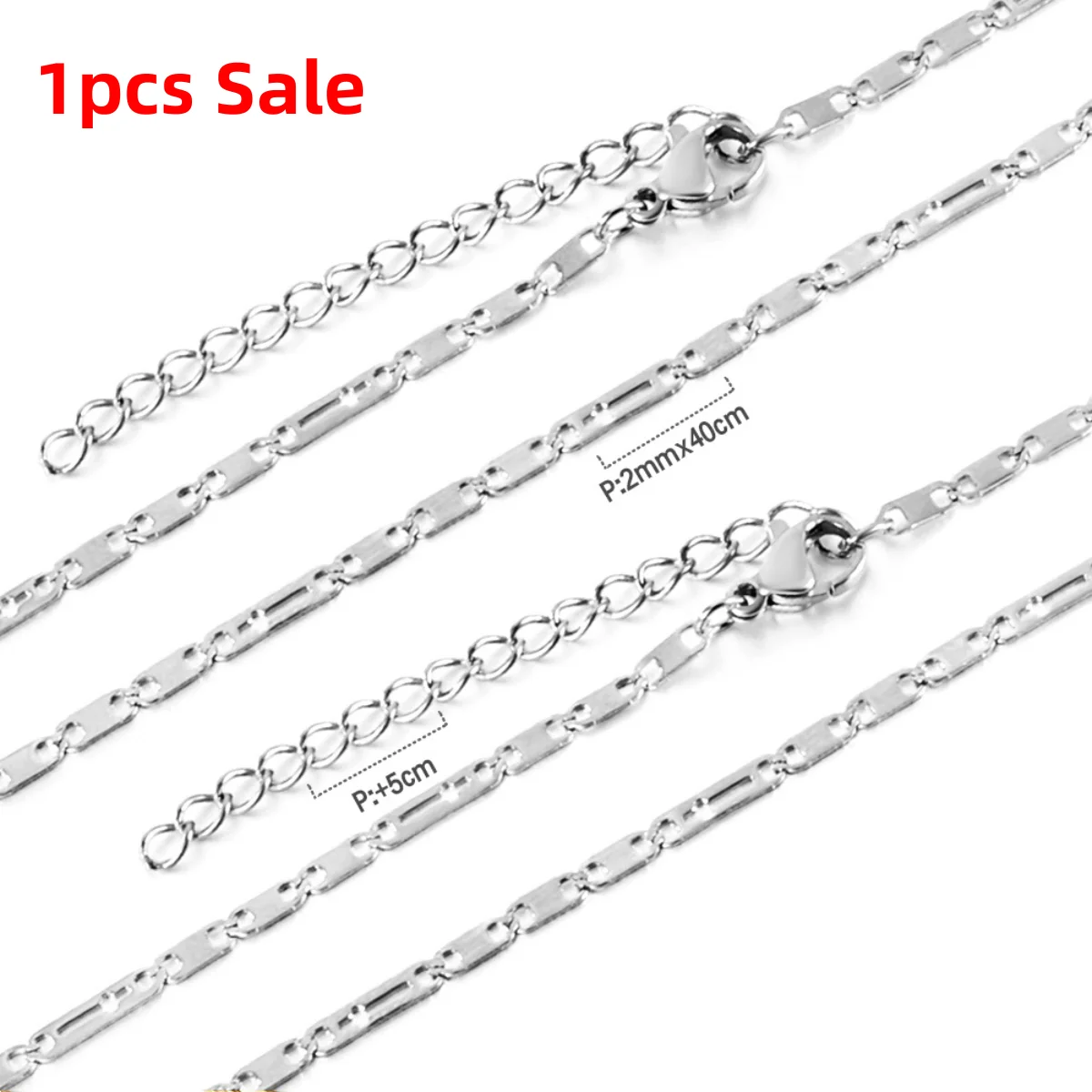 ASON 2MM Solid Link Chain Collier for Man/Women Surgical Steel Non Fade Silver/Gold Color