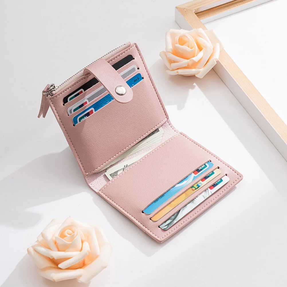 

1Pcs Women PU Wallet Short Style Credit Cards Holder Compact Wallet for Cash Coins Storage Light Travel Purse for Girls Ladies