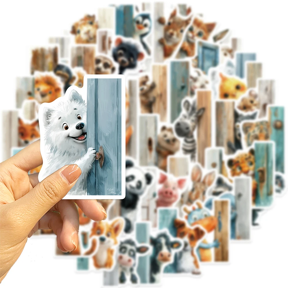 

10/30/50pcs Cute Outside The Door Peeping At Animal Stickers Cartoon Creative Sticker DIY Notebook Phone Suitcase Decaks Packing